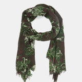 Pañuelo de lana con estampado floral verde