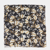 Black floral print wool scarf