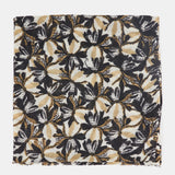 Black floral print wool scarf