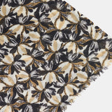 Black floral print wool scarf