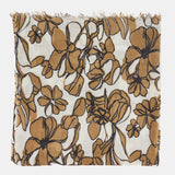 Pañuelo de lana con estampado floral camel