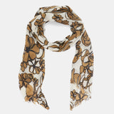 Pañuelo de lana con estampado floral camel