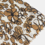 Pañuelo de lana con estampado floral camel