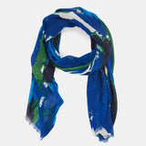 Pañuelo de lana con estampado abstracto azul
