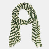 Pañuelo de lana con estampado lineal blanco y verde