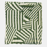 Pañuelo de lana con estampado lineal blanco y verde
