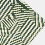 Pañuelo de lana con estampado lineal blanco y verde