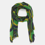 Pañuelo de lana con estampado geométrico verde