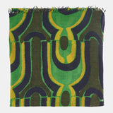 Pañuelo de lana con estampado geométrico verde