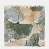 Green floral print wool scarf