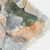 Green floral print wool scarf