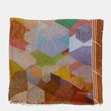 Pañuelo de viscosa con estampado geométrico ámbar