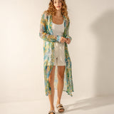 Tunica in viscosa con stampa floreale verde