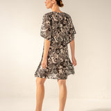 Caftán de algodón con estampado floral negro