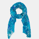 Pañuelo de viscosa con estampado floral azul