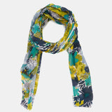 Pañuelo de viscosa con estampado floral verde