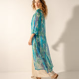 Blaue Tunika aus Viskose mit Blumenmuster