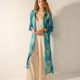 Blaue Tunika aus Viskose mit Blumenmuster