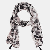 Pañuelo de viscosa con estampado floral blanco y negro