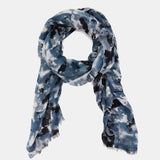 Pañuelo de viscosa con estampado abstracto negro