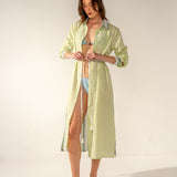 Viskose-Tunika mit grünem Streifendruck