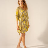 Baumwollkaftan mit grünem abstraktem Druck