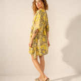 Baumwollkaftan mit grünem abstraktem Druck