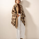 Reversible poncho in camel.