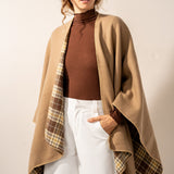Reversible poncho in camel.