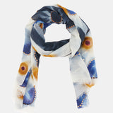 Pañuelo de lana con estampado floral gris