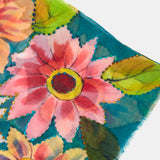 Pañuelo de lana con estampado floral verde