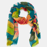 Pañuelo de lana con estampado floral verde