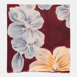 Foulard di lana con stampa floreale bordeaux.