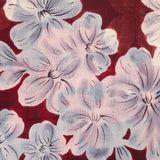 Foulard di lana con stampa floreale bordeaux.