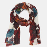 Pañuelo de viscosa con estampado floral burdeos