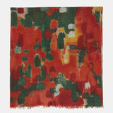 Wollschal mit abstraktem Terrakotta-Print.