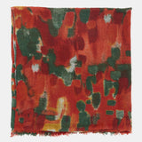 Wollschal mit abstraktem Terrakotta-Print.