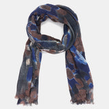 Pañuelo de lana con estampado abstracto azul