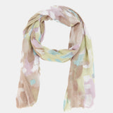 Viscose scarf with an abstract green print.