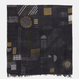 Pañuelo de lana con estampado geométrico negro