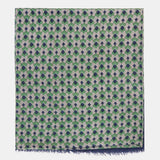 Viscose scarf with a blue geometric print.