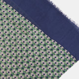 Viscose scarf with a blue geometric print.