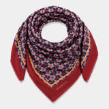 Bandana de seda con estampado grométrico burdeos