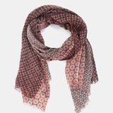 Pañuelo de lana con estampado geométrico burdeos