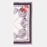 Bandana de seda con estampado paisley en blanco y negro