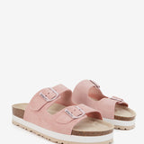 Pink suede platform sandal
