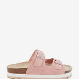 Pink suede platform sandal
