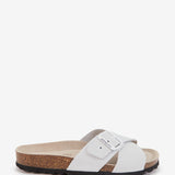 White crossed flat suede sandal