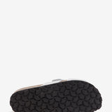White crossed flat suede sandal