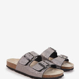 Antique silver flat sandal